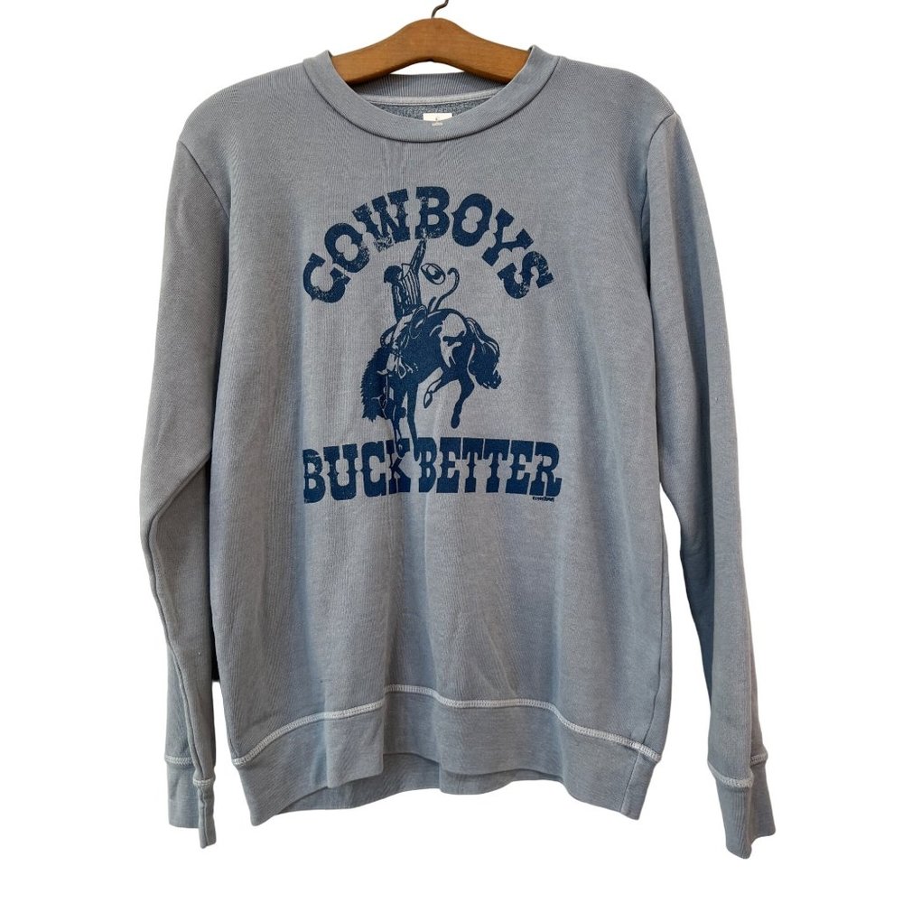 Midnight Rider Cowboys Buck Better Sweatshirt Women XS Crew Neck Long Sleeve NEW